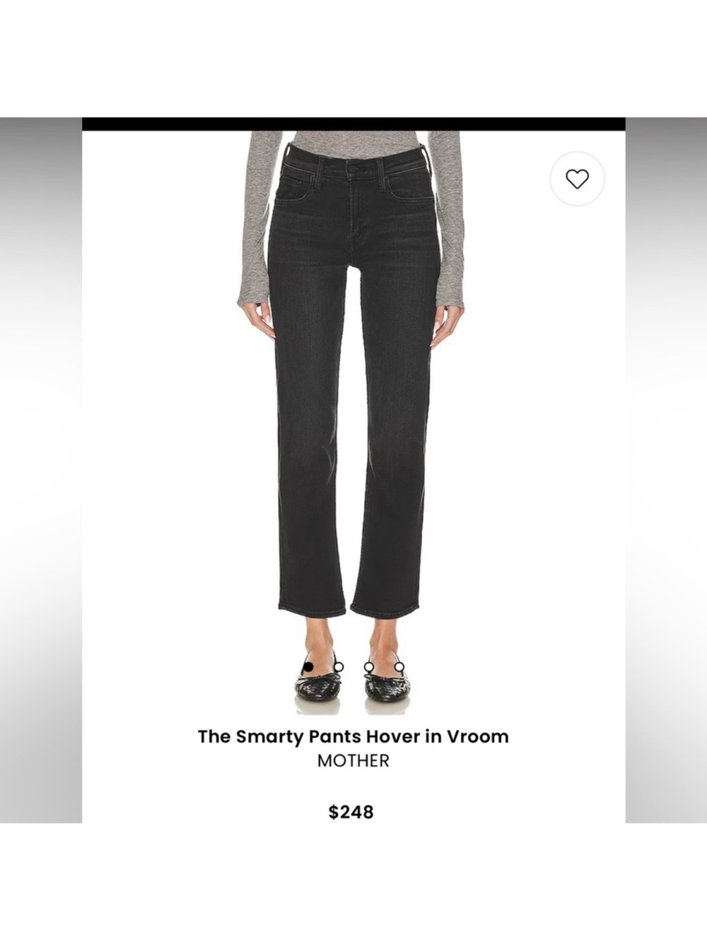 Mother The Smarty Pants Hover Black Gray Jean Size 25/0 Straight Leg